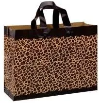 16 x 6 x 12 inch Leopard Frosted Plastic Shopping Bags - Case of 100