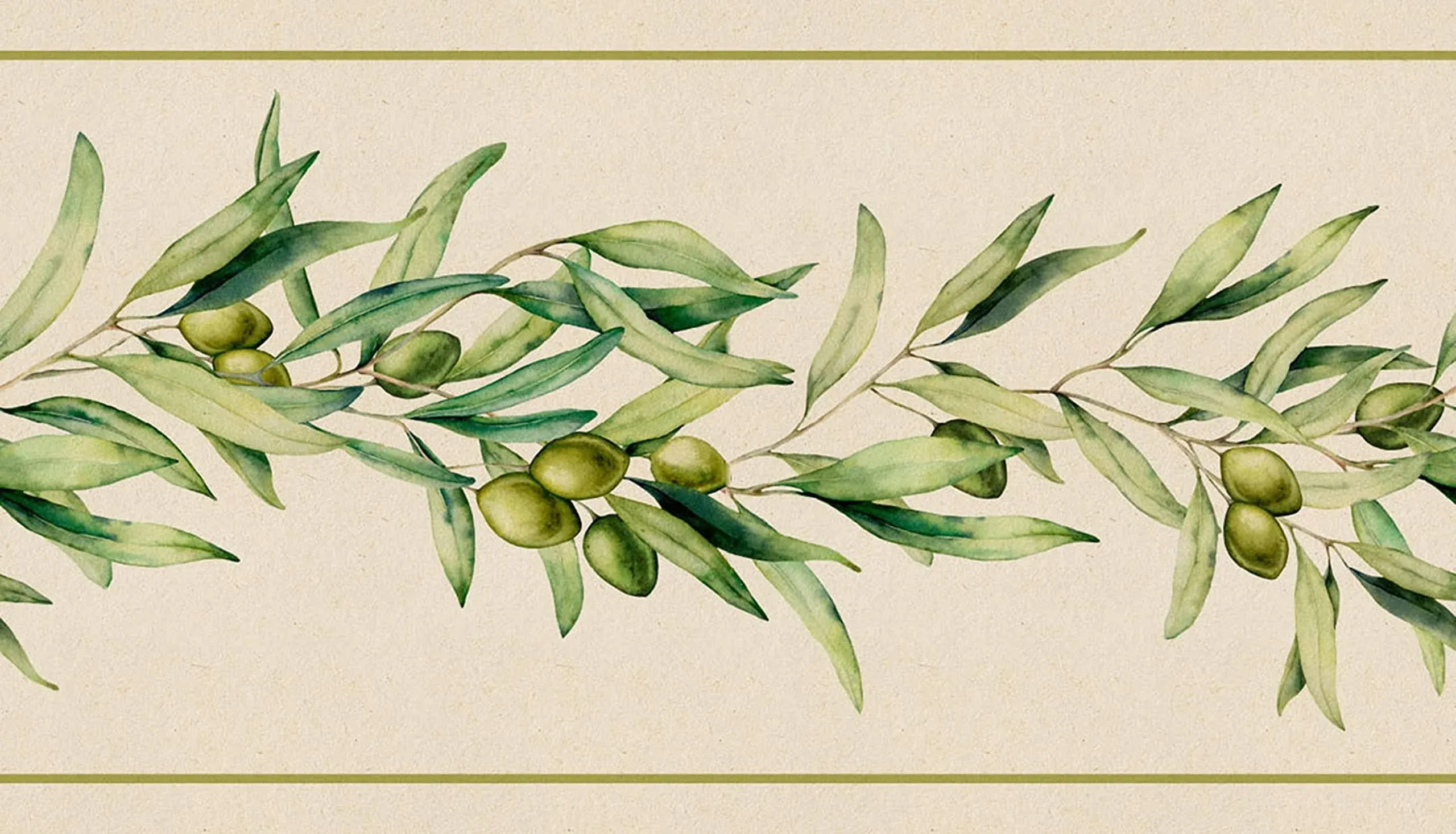 Grace & Gardenia GB50140 Olive Branch Peel and Stick Wallpaper Border 10in Height ...