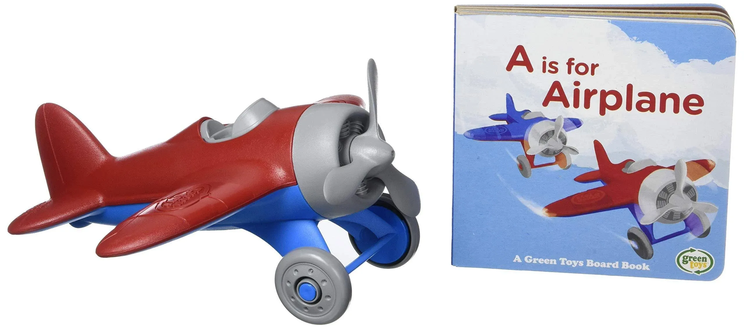 Green Toys Airplane & Board Book, CB - Pretend Play, Motor Skills, Reading, Kids ...