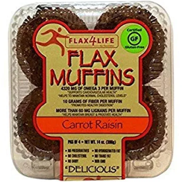 Flax4Life Muffins, Carrot Raisin, 14 Ounce (Pack of 6)