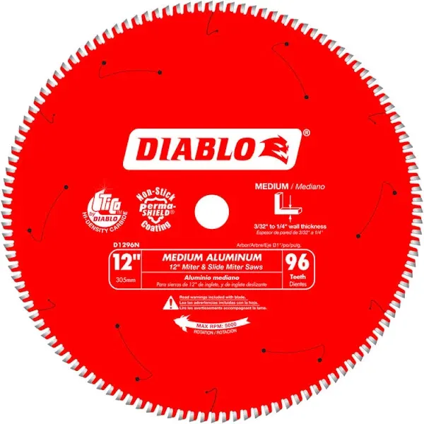 Diablo 12" x 96T Medium Aluminum Saw Blade