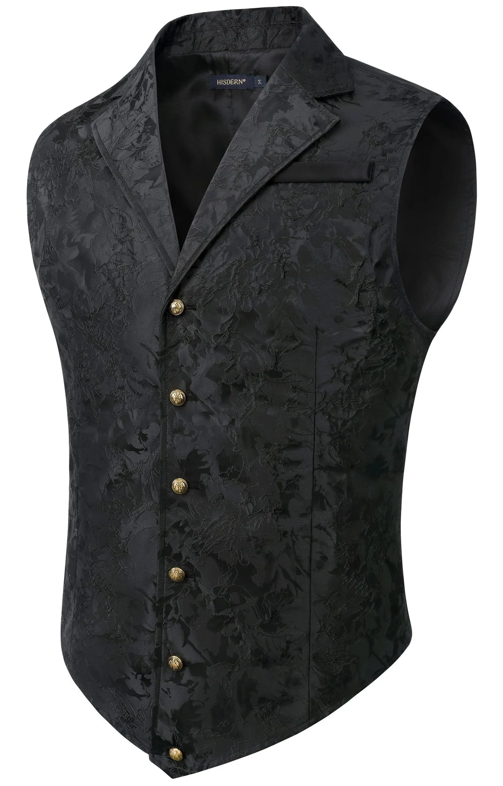 HISDERN Mens Shiny Paisley Suit Vest Victorian Steampunk Gothic Waistcoat for Men Wedding Party Suit or Tuxedo