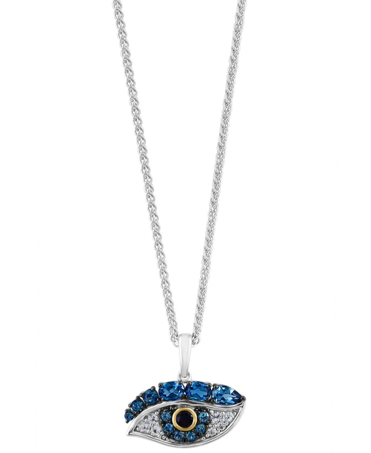 Effy Multi-Gemstone Eye 18" Pendant Necklace (1-1/3 Ct. t.w.) in Sterling Silver ...