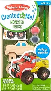 Melissa & Doug Created by Me! Monster Truck Wooden Craft Kit - Easter Basket Stuffers Easy To Assemble DIY For Kids