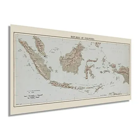 1957  Map of Indonesia Poster -  History Wall Art Map of Republic of Indonesia