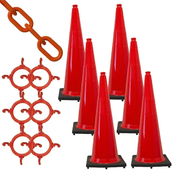 Mr. Chain 36 in. Traffic Orange Traffic Cone and Chain Kit 97213-6