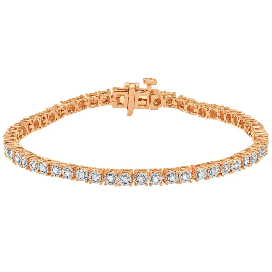 Diamond Muse 1/2 Carat Diamond, Prong Set Rose Gold Rhodium Over Sterling Silver Diamond Tennis Bracelet (Diamond Quality I-J,I2-I3)