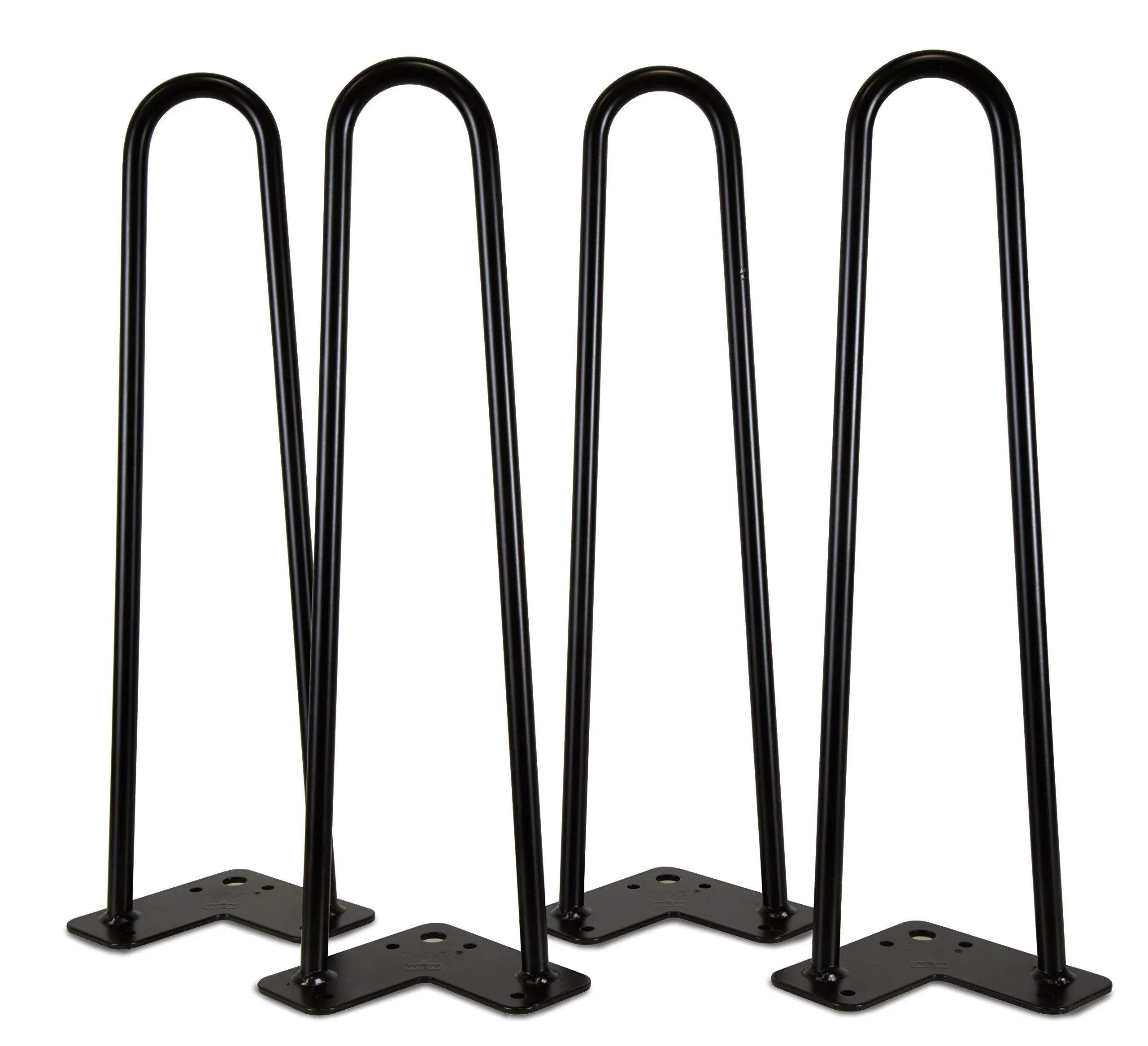 WEN TLP16B 16-Inch Mid-Century Modern Satin Black Hairpin Table Legs, 1/2" Diameter, Set of 4