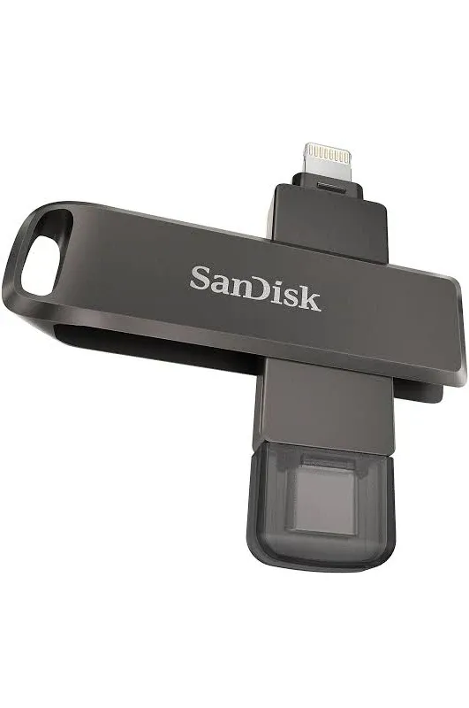 SanDisk 256GB iXpand Flash Drive Luxe for iPhone and USB Type-C Devices - SDIX70N-256G-GN6NE, Black