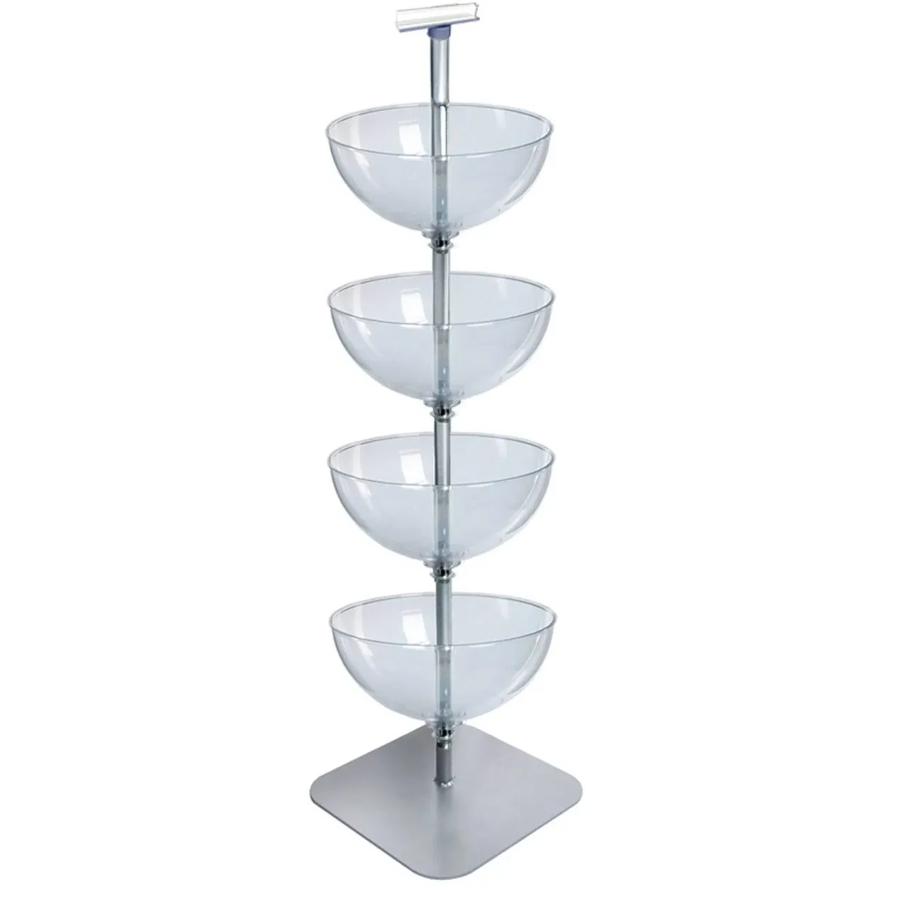 Azar Displays 751604 Product Display Bowls for Retail Stores - Stacked Bowls Floor Standing Mobile Product Display Stand - Produce Merchandisers - 4 Tier Bowl Organizer, "4 tiered 16"" bowl"