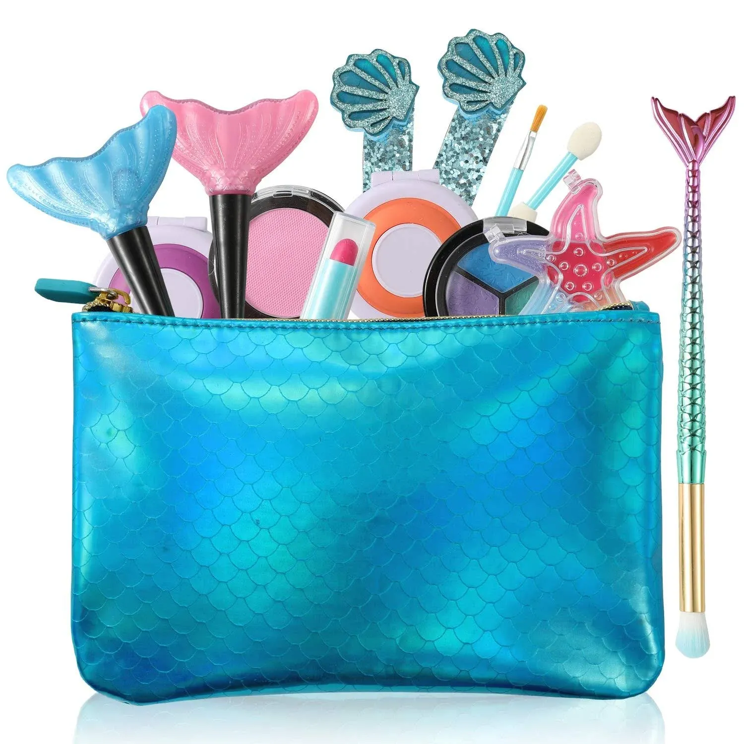 TOKIA Little Mermaid Girls Makeup Kit, Big Pieces Makeup Kit for Girls