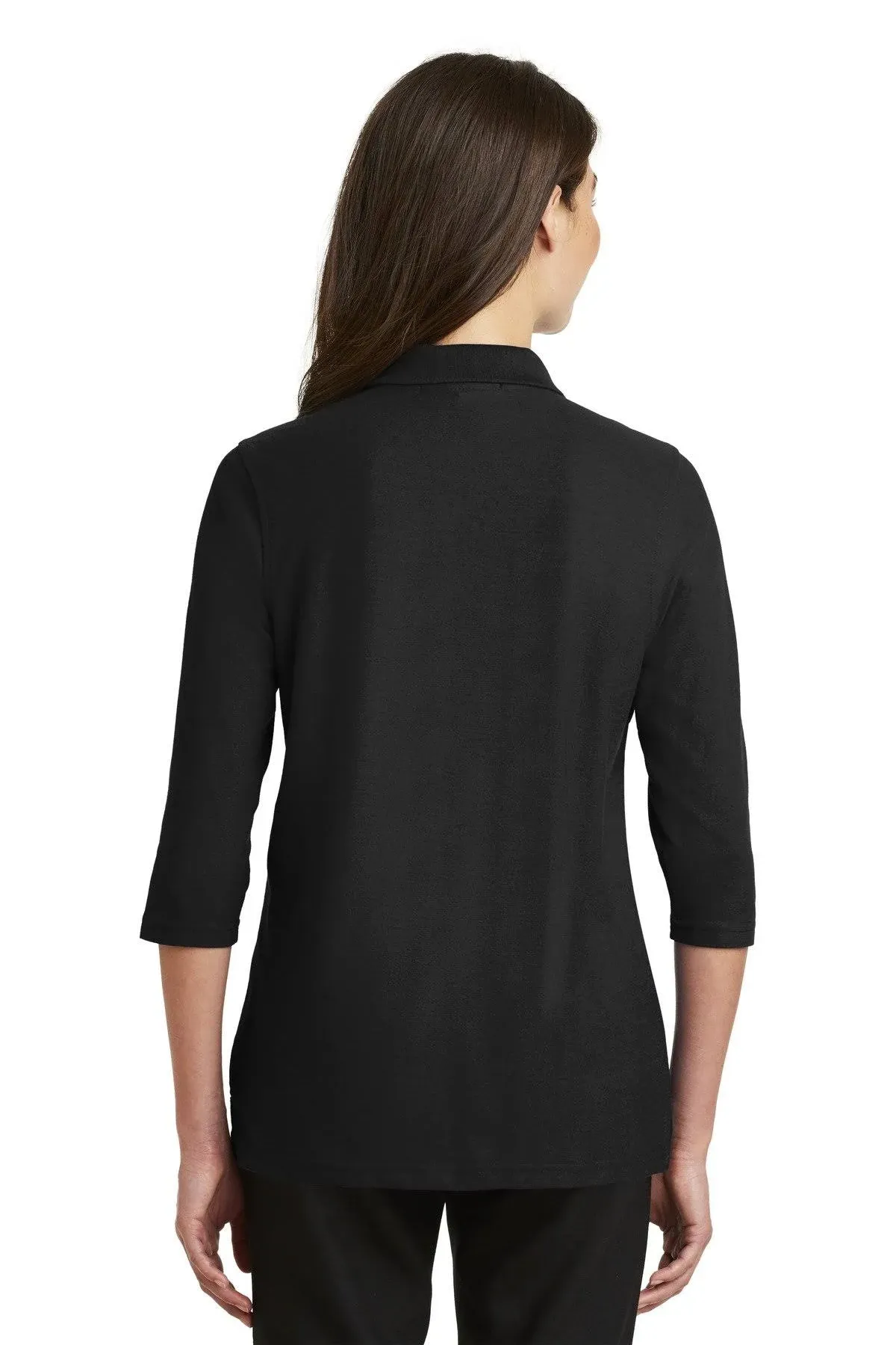 Port Authority L562 Ladies Silk Touch 3/4-Sleeve Polo - Black