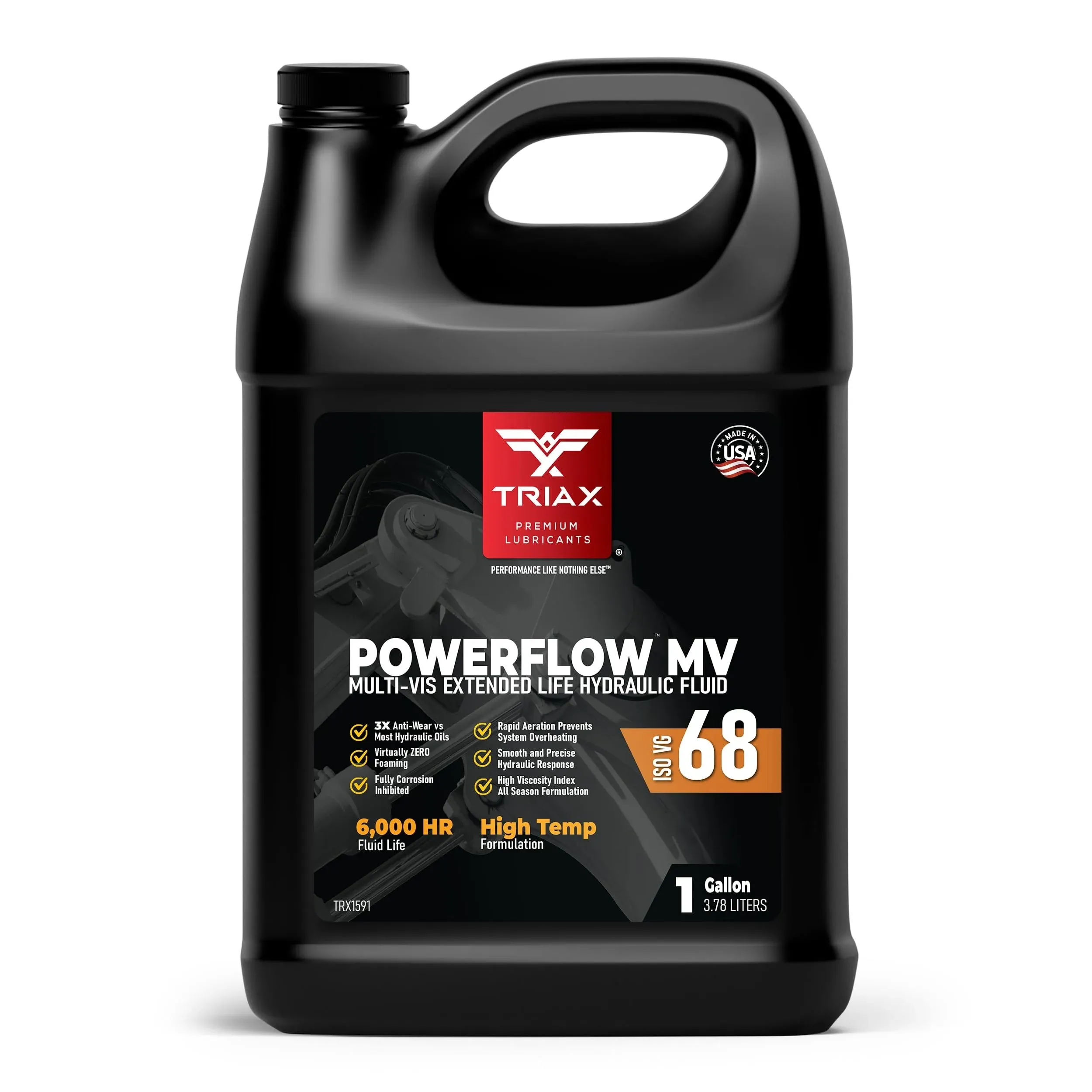 TRIAX Powerflow MV 68 Premium HLP Hydraulic Oil, 6000 Hour Extended 1 Gallon 