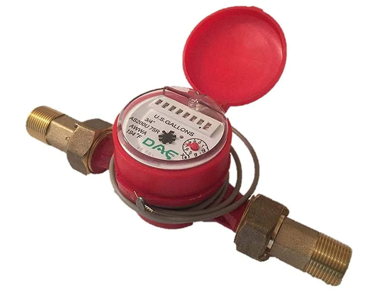 DAE AS200U-75RP 3/4 in Hot Water Meter,Pulse Output,Measure<wbr/>d in Gallon+Couplin<wbr/>gs