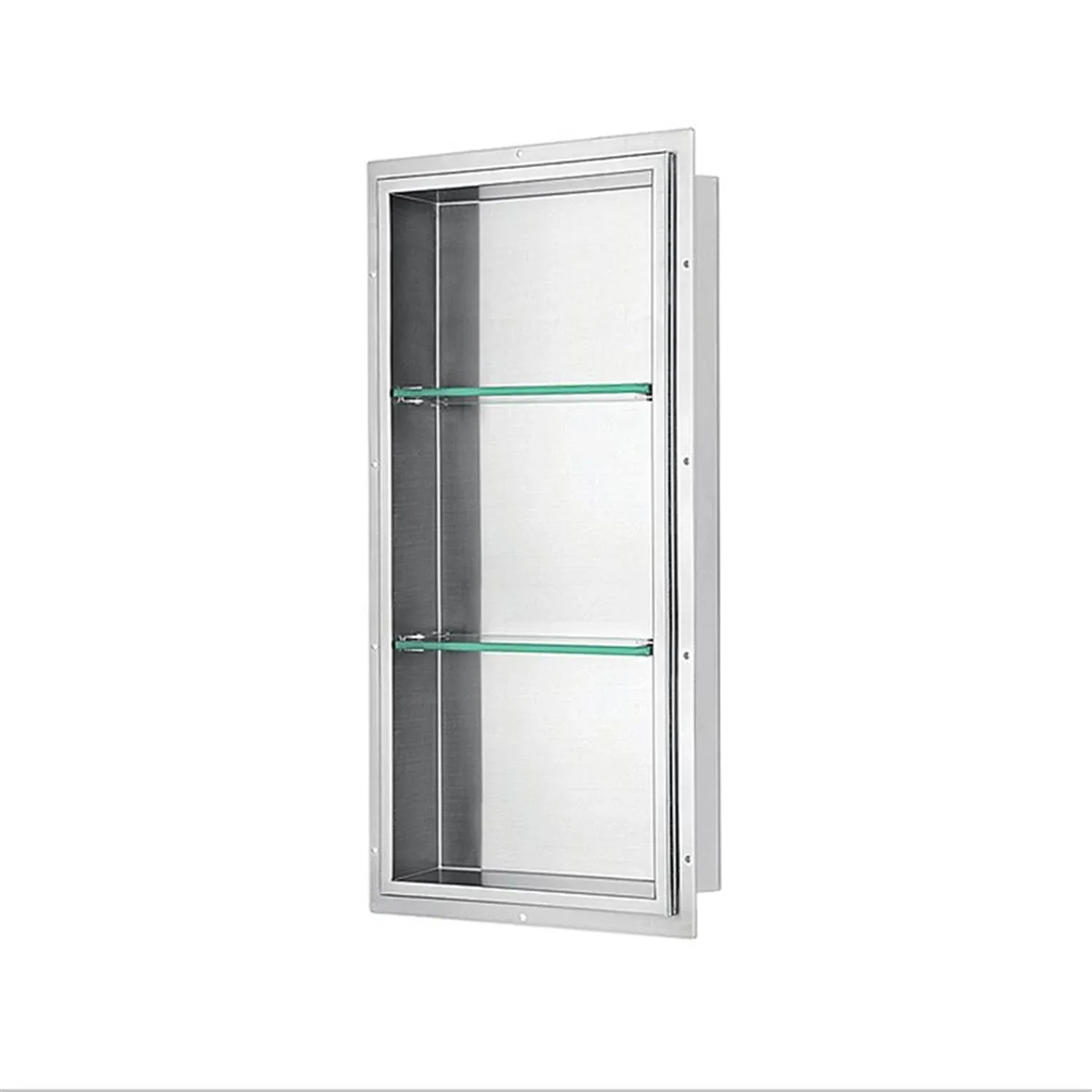 Dawn® Stainless Steel Finished Shower Niche with Two Glass Shelves FNIBN3614