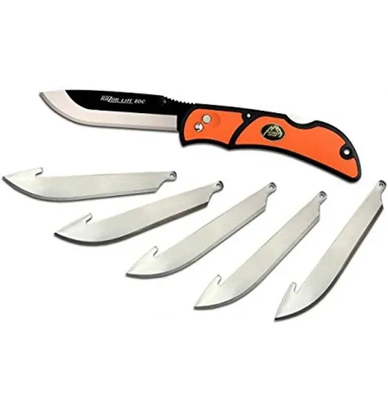 OUTDOOR EDGE 3.0" RazorLite EDC Knife - EDC Folding Knife with Replaceable Blades and Clip - One Hand Opening for Everyday Carry (Orange, 4 Blades)