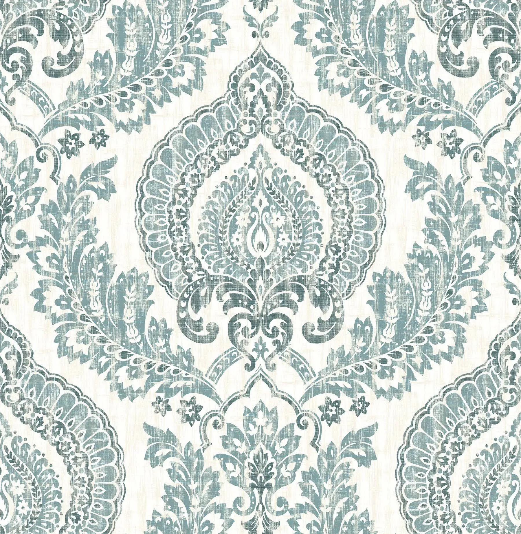 Nuwallpaper Kensington Damask Blue Peel & Stick Wallpaper