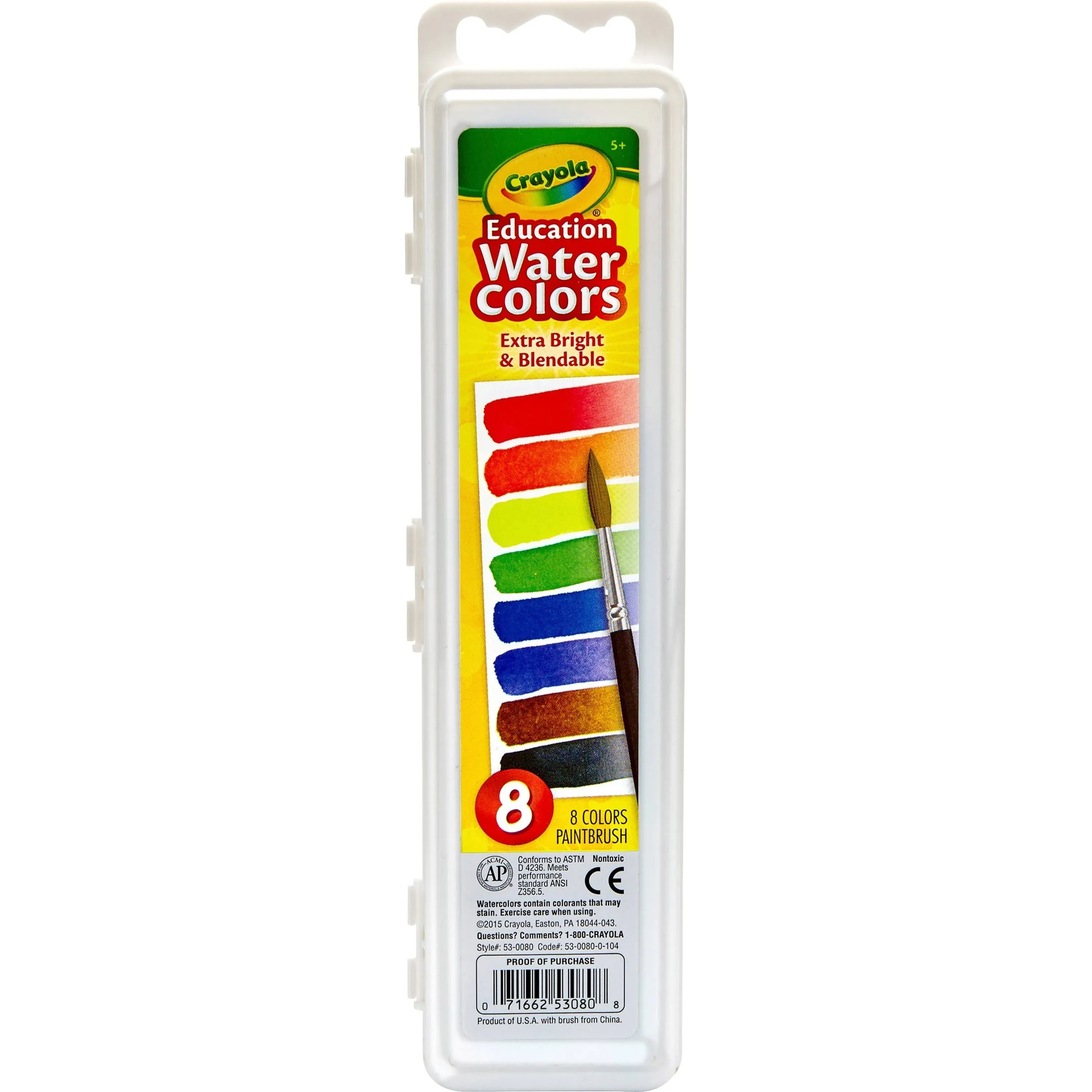 Crayola Washable Watercolors, Assorted - 8 count