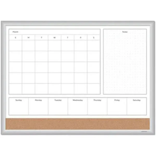 U Brands 4N1 Magnetic Dry Erase Combo Board, 24 x 18, White/Natural