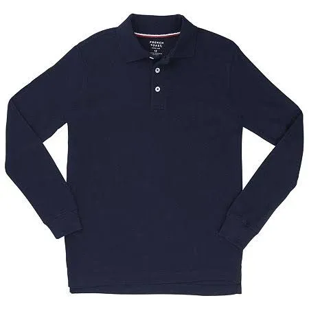 French Toast Men's Long Sleeve Cotton Blend Pique Polo Shirt