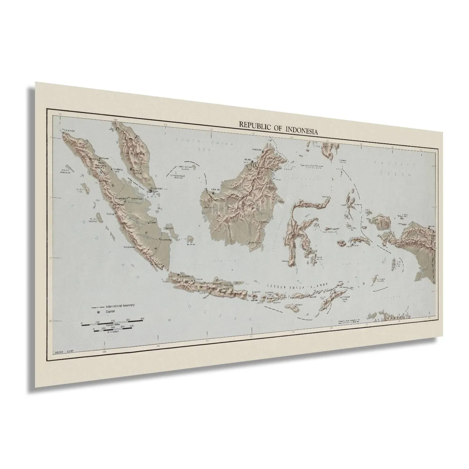 1957  Map of Indonesia Poster -  History Wall Art Map of Republic of Indonesia