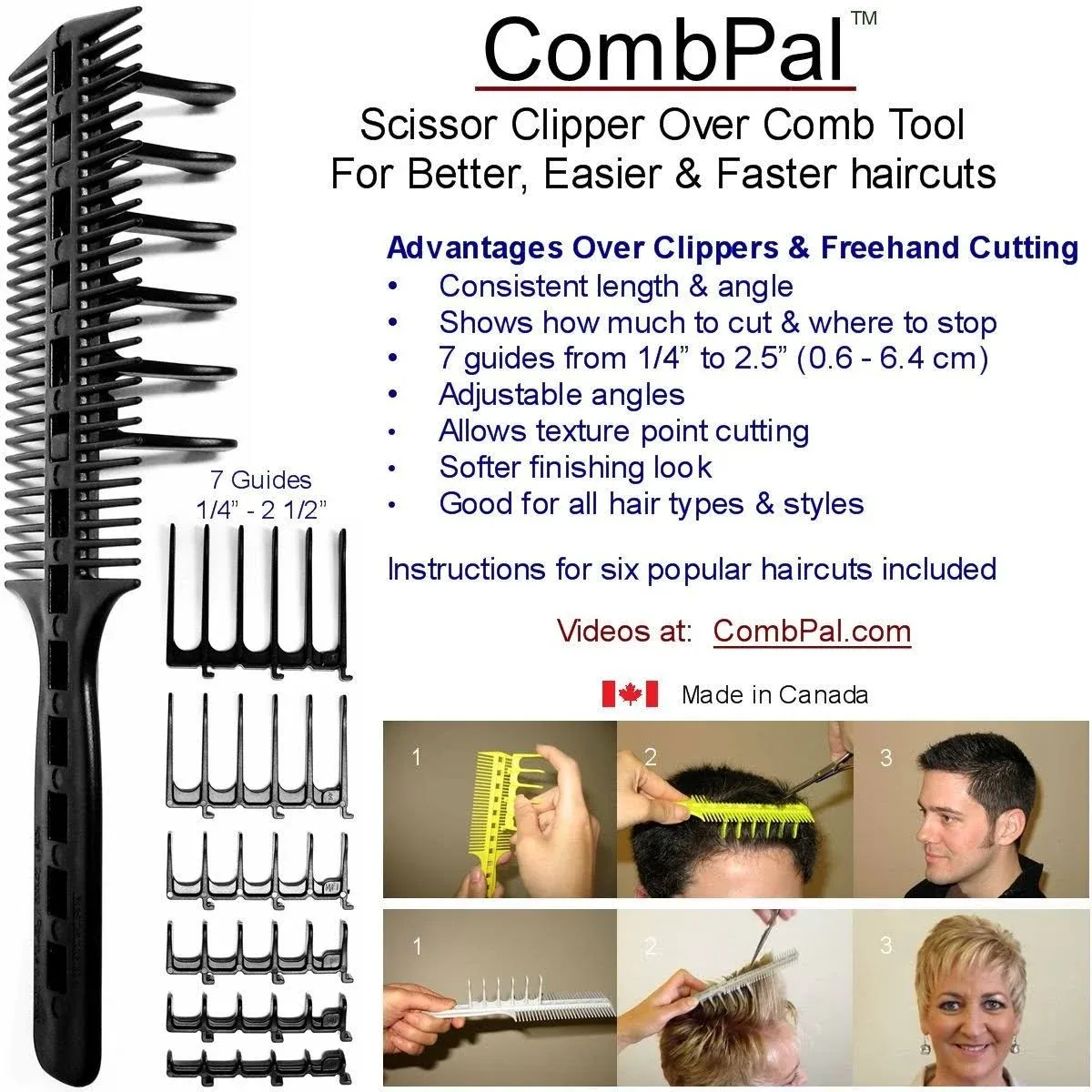 Original CombPal haarschneidekamm, Scherenschneider über Kamm Haarschneidewerkzeug, haare schneiden hilfe Haarschneideset, Barber Haircutting Comb Set (Grau)