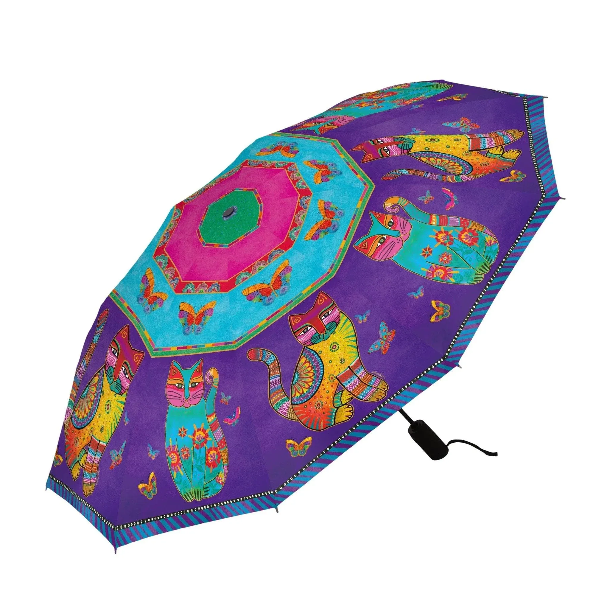 Laurel Burch Cats & Butterflies Folding Travel Umbrella