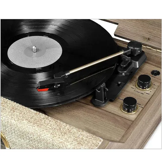 Victrola 4-in-1 Highland Bluetooth Record Player with 3-Speed Turntable & FM Radio, Brown