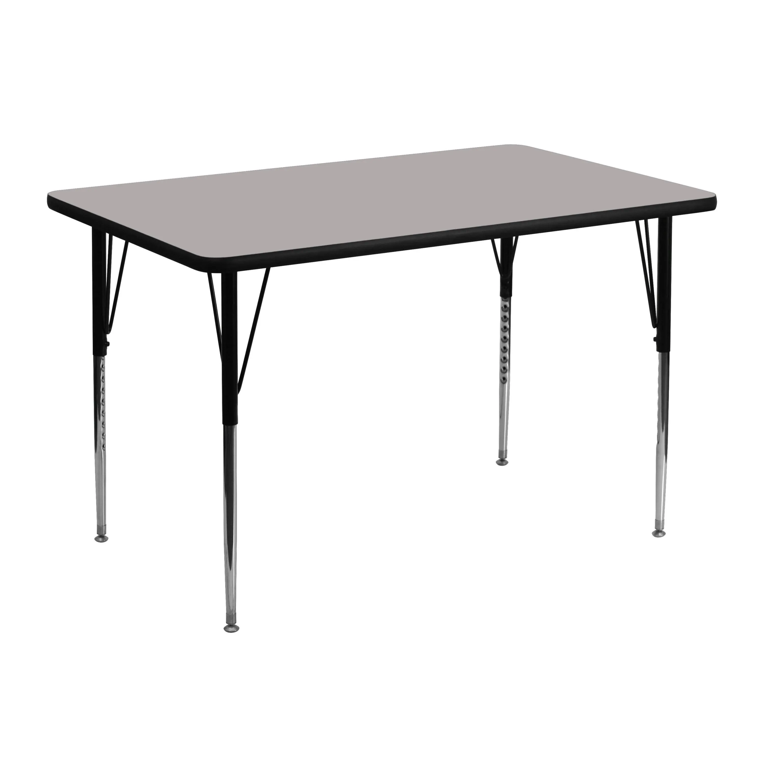 Flash Furniture Wren 30''W x 48''L Rectangular Grey HP Laminate Activity Table - Standard Height Adjustable Legs