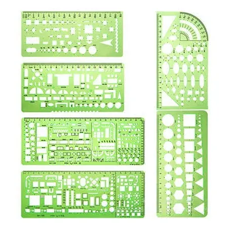 Hestya 6 Pieces Plastic Measuring Templates Building Formwork Stencils Geometric Drawing