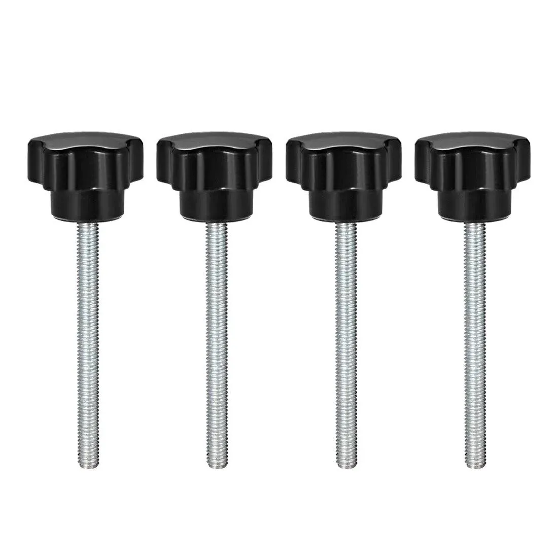 4 Pcs Star Knobs Grips M6 x 70mm Male Thread  Steel Zinc Stud Black PP