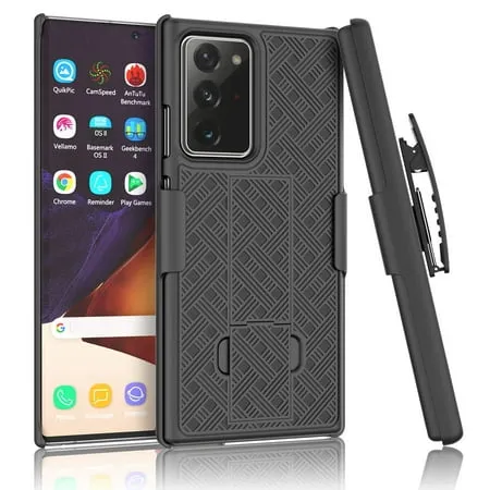 Takfox Galaxy Note 20 Case Samsung Note 20 Combo Shell Holster Case Slim Fit Shell with Swivel Belt Clip Holster Bulit-in Kickstand Protective Cover Case for Samsung Galaxy Note 20 6.7 inch - Black