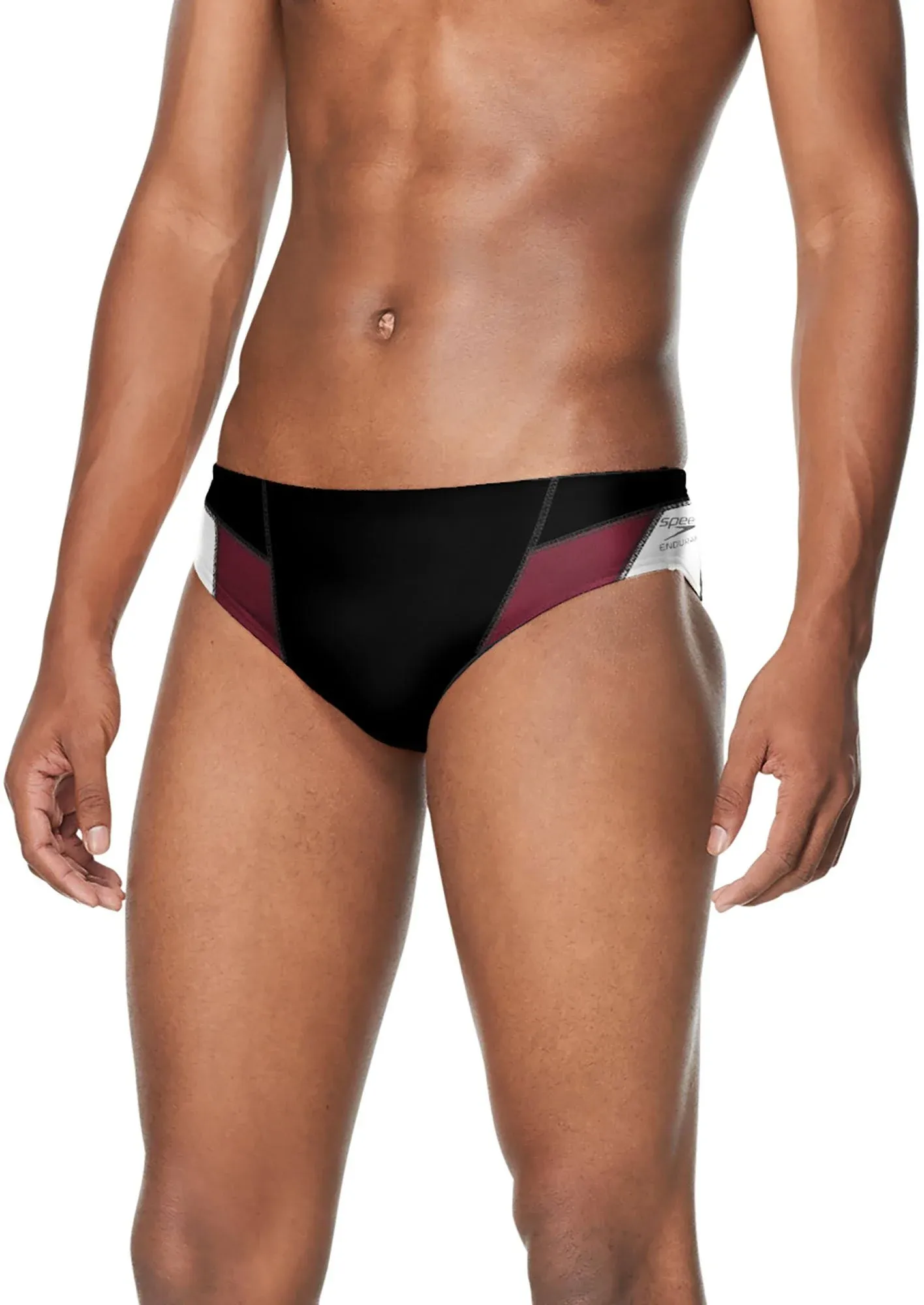 Speedo Men's Standard Swimsuit Brief Endurance+ Splice Team Colors- Black - 38