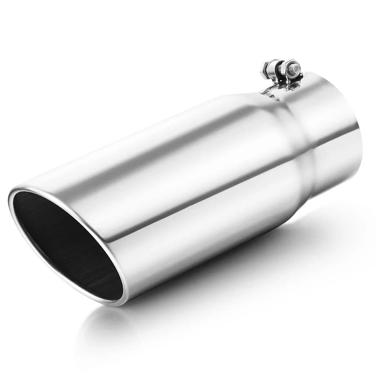 LCGP Bolt On 4" Diesel Exhaust Tip 5" Outlet 12 inch Overall Length,Stainless Steel