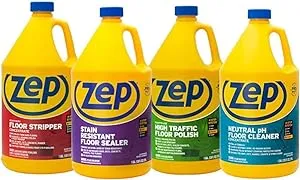 Zep All-in-One Industrial Floor Cleaning Kit - Contains Floor Stripper, Floor Sealer, Floor Polish and Floor Cleaner - 1 Gallon, (Case of 4) ZULFKIT - Great for Homes, Kitchens, and High-Traffic Areas