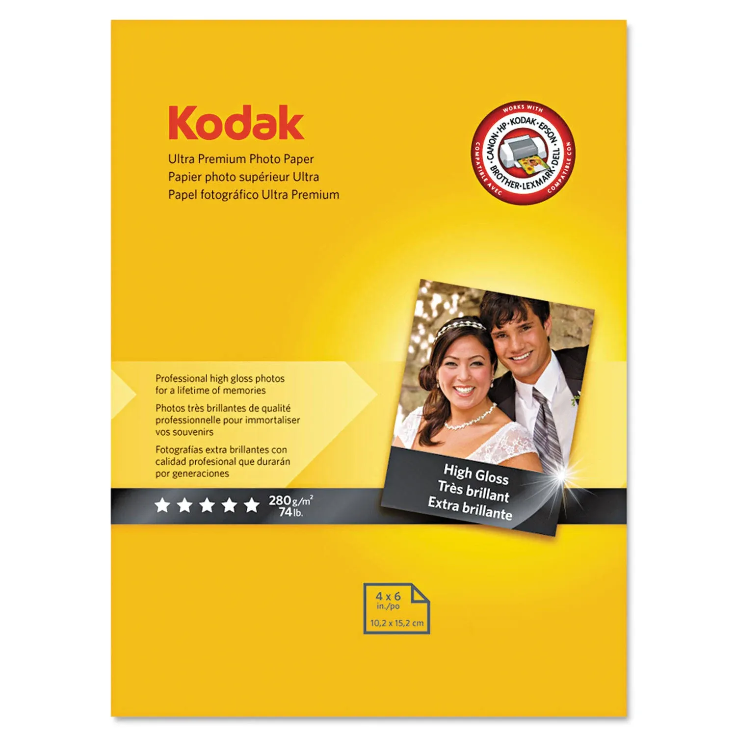 Kodak Ultra Premium Photo Paper, 76 lbs., High-Gloss, 4 x 6, 20 Sheets/Pack KOD8777757