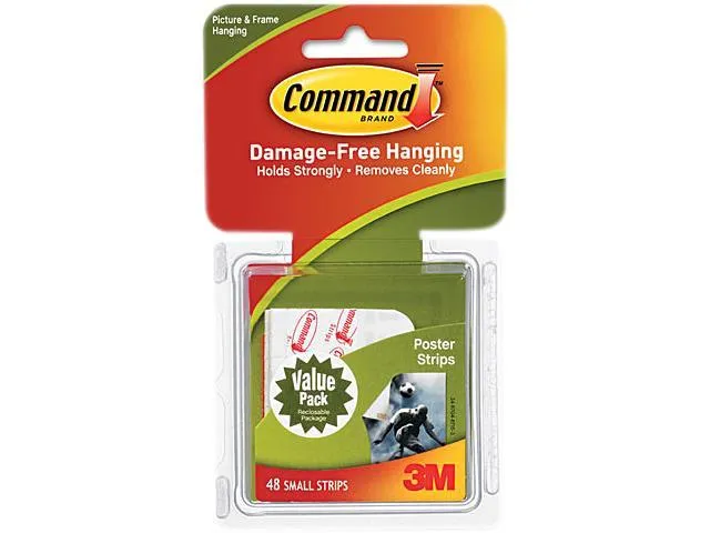 Command 17024VP Poster Adhesive Strip Value Pack, White, 48 Strips/Pack