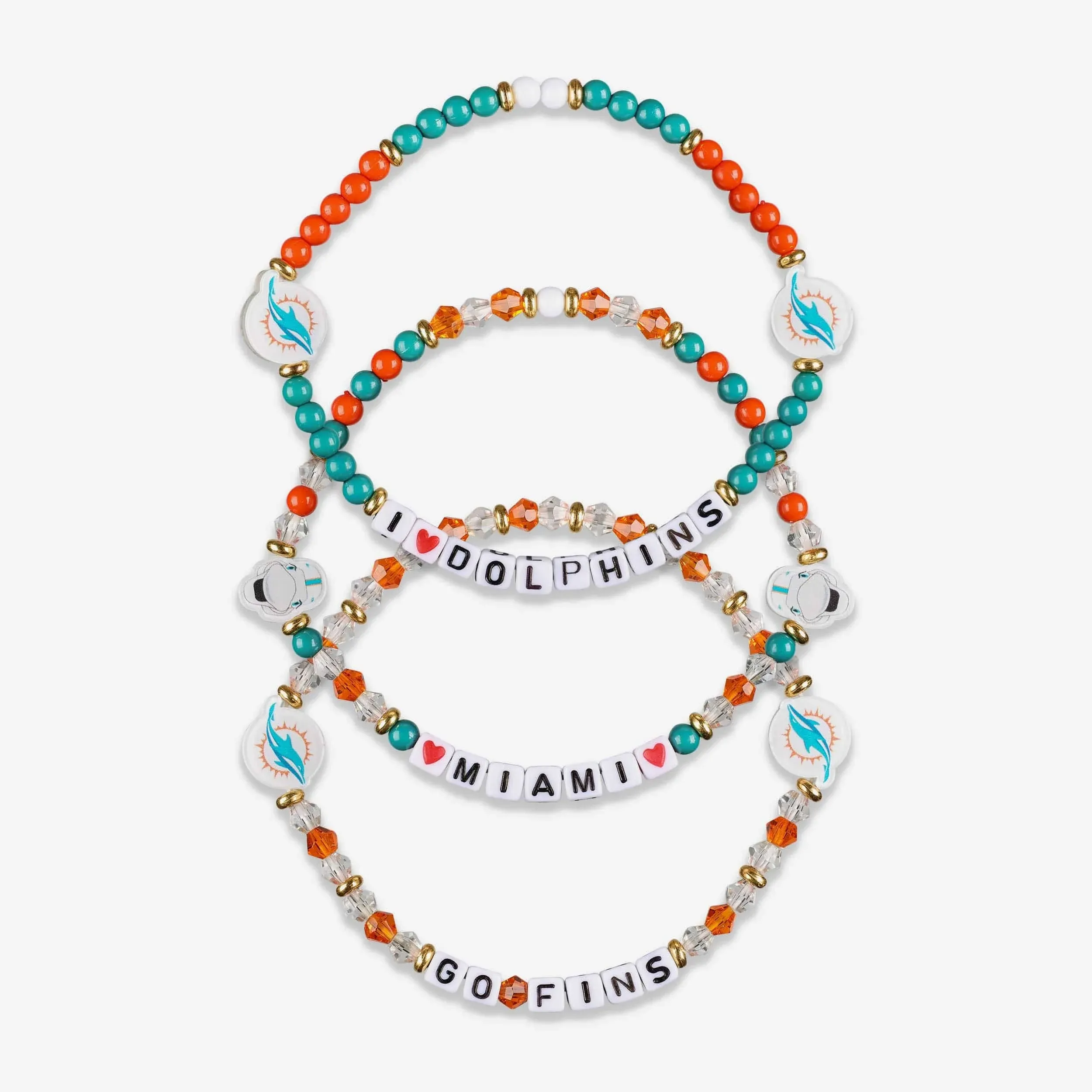 FOCO Miami Dolphins NFL 3 Pack Team Friendship Bracelet