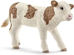 Schleich Farm World, Farm Animal Toys for Boys and Girls 3 and Above, Simmental Calf Toy Cow, Ages 3+, Multicolor, 2 inch