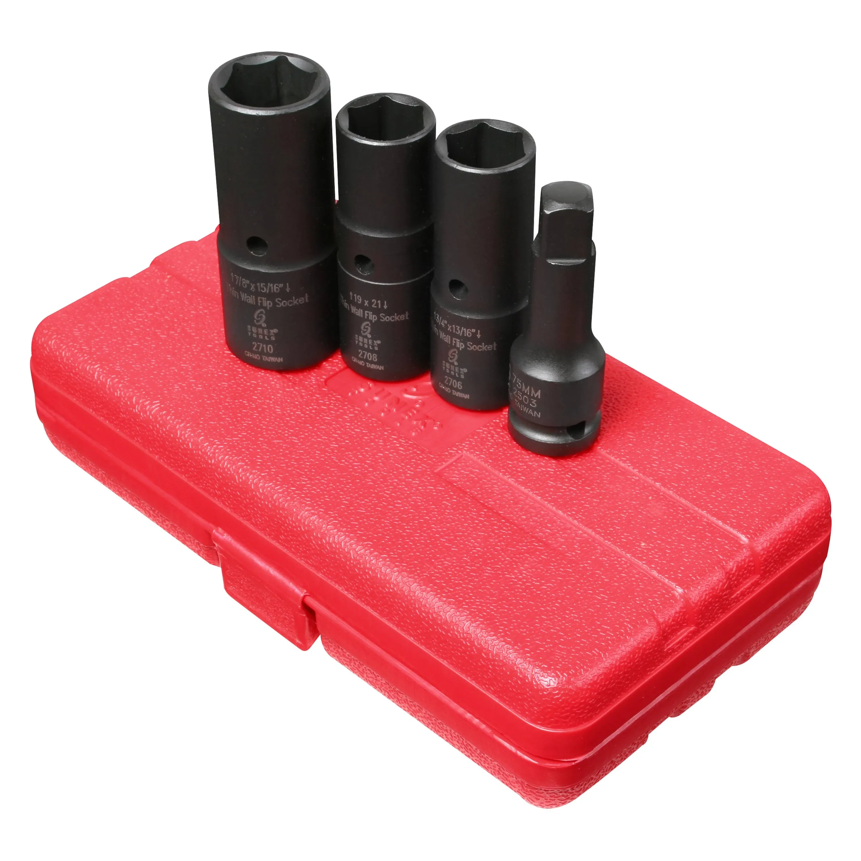 Sunex 4 Piece 1/2" Drive Deep Thin Wall Flip Impact Socket Set