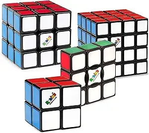 Rubik’s, Tiled Trio Bundle 2x2 Mini 3x3 Cube 4x4 Master 3D Puzzle Game Stress Relief Fidget Toy Travel Gift Set, for Adults & Kids Ages 8 and up