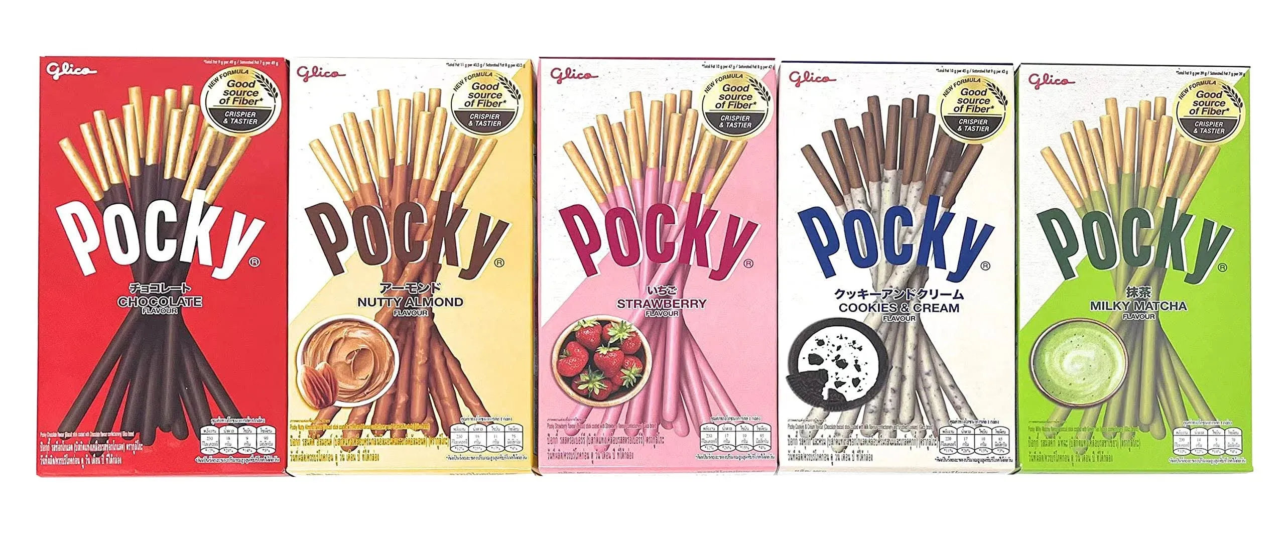 Pocky Biscuit Stick 5 Flavor Variety Pack Pack of 5 Total 7.2 oz - Classic Flavors