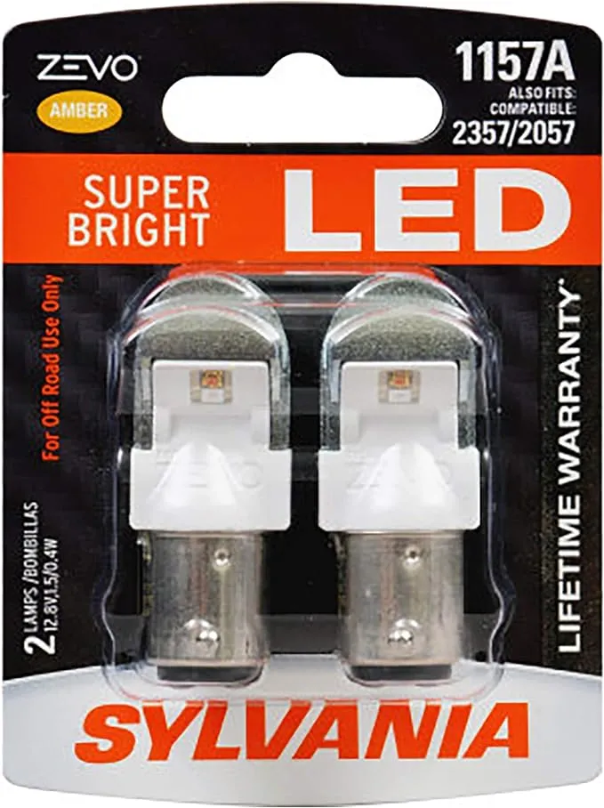 SYLVANIA - 1157 ZEVO LED Amber Bulb - Bright LED Bulb, Ideal for Park and Turn Lights (Contains 2 Bulbs)