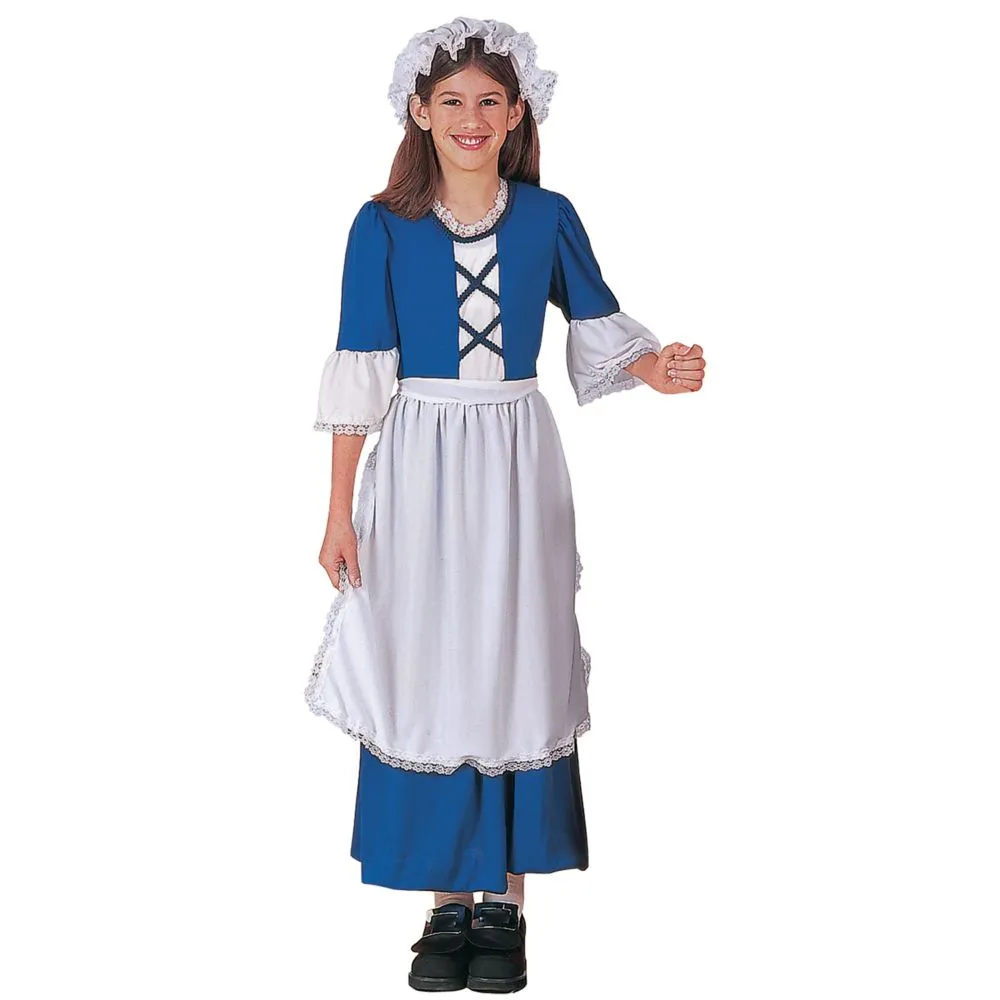 Rubies Child's Forum Colonial Girl Costume Dress, Medium, Blue/White