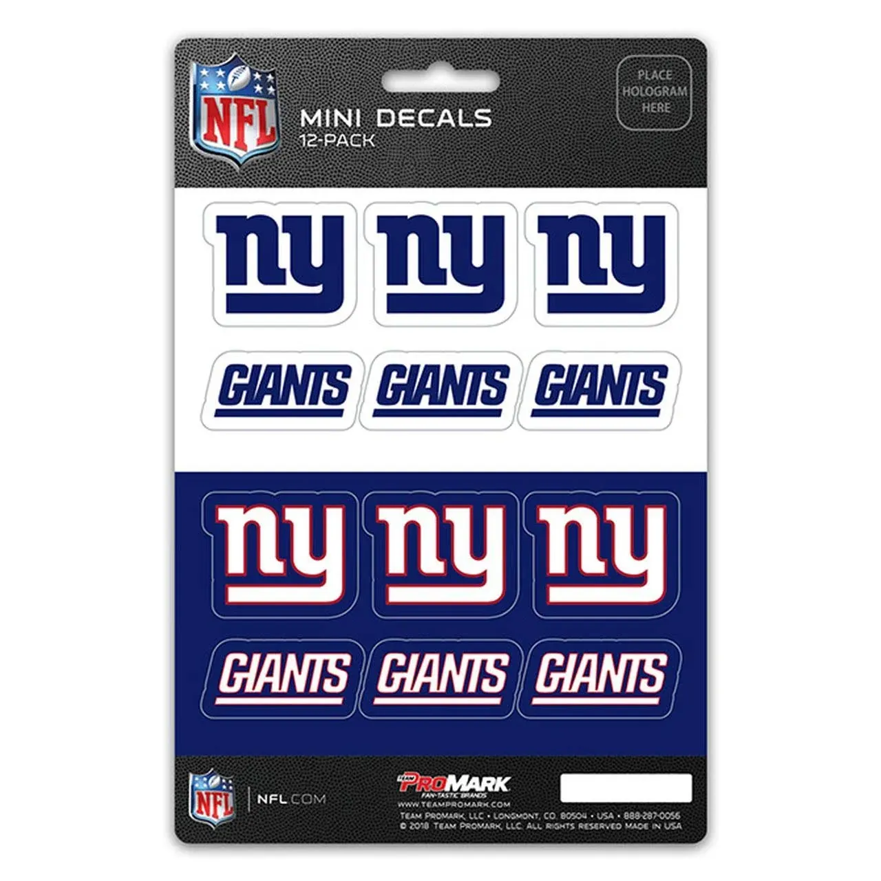 Official Licensed - NFL New York Giants Vinyl Mini Decal Pack Made in USA