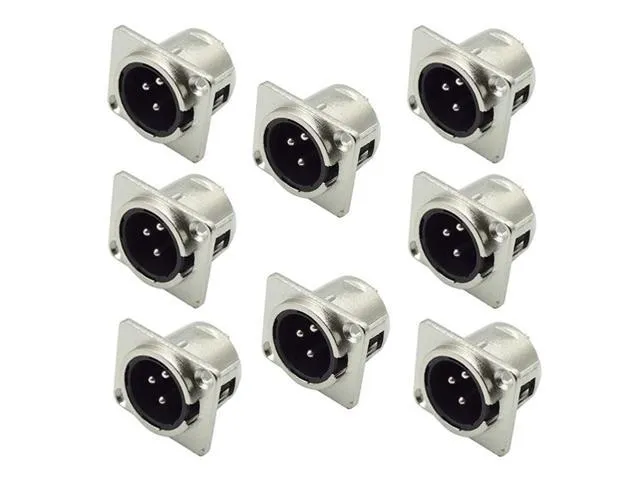 bnafes 8Pcs XLR Male Jack 3 Pin - Panel Mount Jacks D Series Size XLR-M Audio Speaker Microphone Connector