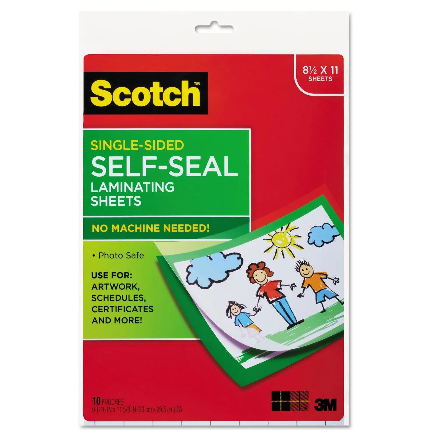 Scotch LS854SS10 Self-Sealing Laminating Sheets, 6.0 mil, 8 1/2 x 11, 10/Pack