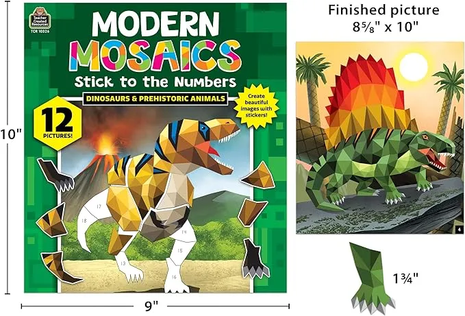 Dinosaurs and Prehistoric Animals Modern Mosaics Stick to the Numbers