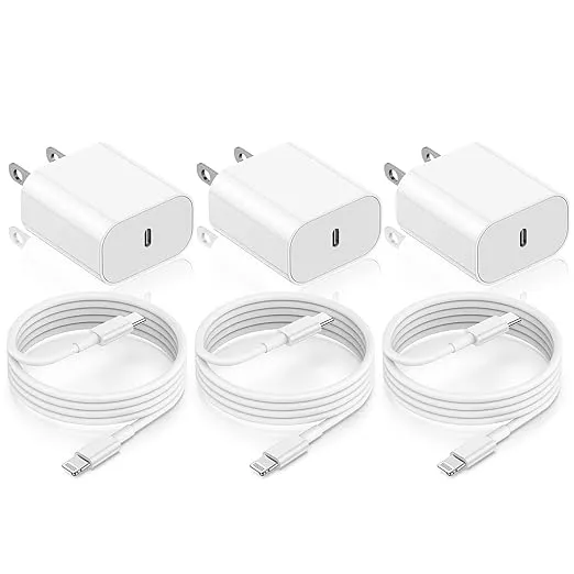 Fast Charger iPhone，Apple MFi Certified 20W PD USB C Wall Charger 4 Pack