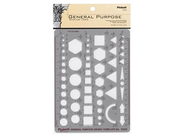 Pickett General Purpose Template Circles Squares Hexagons and Triangles (1033I)